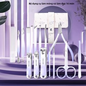 Bộ Dụng Cụ Làm Móng Chuyên Nghiệp 16 Món Bằng Thép Không Gỉ Gồm Kéo Cắt Móng Dụng Cụ Chăm Sóc Da Mặt Kèm Hộp Đựng Du Lịch Dùng Cho Tay Và Chân