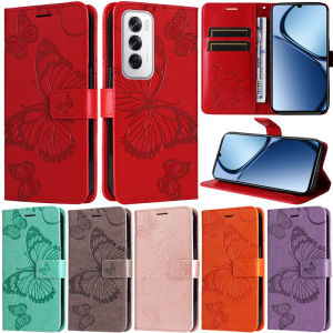 Luxury Big Butterfly Case For Oppo Reno 12F 12 Pro 11F 11 Pro 10 Pro 5G 8T 8 Pro 5G Retro Wallet Card Slot Leather Flip Stand Skin Protect Cover