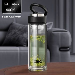 CILLE | Mens Tea Infuser Heat Resistant Glass Tea Cup
