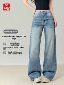 LIDIA | Low Rise Washed Loose Flared Jeans Embroidered Badge Design