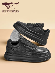 SEPTWOLVES | Trendy Thick Sole Elevator Shoes Black