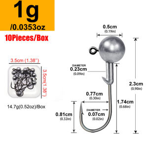 MrLurion 1Box 1g 2g 3g 5g 6g 7g 10g 20g round head jigging head fishing hooks  crankbait jigging rig head hook for softbaits