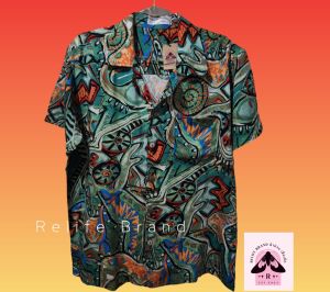 เสื้อเชิ้ตฮาวายลายเร้กเก้โทนเขียว ใส่ได้ทั้ง ช ญ ผ้าสปันเรย่อน พร้อมส่ง