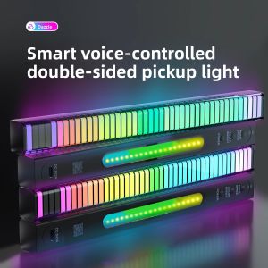 Double-Sided 3D Sound-Controlled RGB Music Rhythm Light USB Powered Car Interior Ambient Light Computer Desktop App Bluetooth Sensing