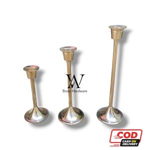 Tempat Lilin Kuningan Cabang Motif Polos 15 cm Warna Kuning 1 Pcs