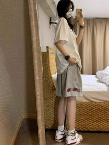 Grey Sports Casual Wide Leg Shorts Women Summer Thin Korean Version Small Size Loose Slim High Waist Five-Quarter Pants