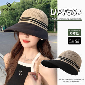 HOZADA Women Sun Cap Womens Beach Hat Sun Visor Hat Casual Breathable Sun Hats Portable Beach Cap Large Brim Cap Sun Protection Cap UV Protection Straw Hats for Summer Outdoor Travel