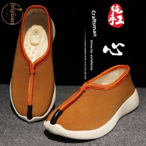 Handmade Lock Buckle Monk Shoes Mens Thousand Layer Bottom Autumn Shoe Womens Soft Bottom Chinese Style Monk Shoes