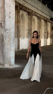 GY250117 fashion pendulum color matching suspender dress