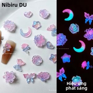 50 Món Đồ Trang Trí Móng Tay 3D Nhựa Resin Hình Hoa Sen Bướm Mặt Trăng Dạng Dải Màu Trang Trí Làm Móng Tự Làm Đính Đá Acrylic