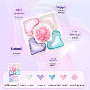 5 in 1 Lasting Fragrance Laundry Gel Pods Anti-bacterial Stain Removal Concentrate Formula Enzyme Capsules 30 PCS/box