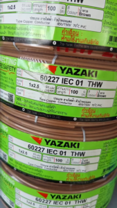 THAI YAZAKI สายไฟ THW IEC01 (1x2.5ตร.มม) ม้วน100เมตร มอก.แท้ ไทยยาซากิ