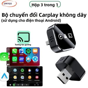 Bộ Chuyển Đổi Carplay 3 Trong 1 Không Dây Kết Nối Gương Điện Thoại Android Bluetooth WiFi Android Auto USB Nâng Cấp Bộ Chuyển Đổi Smart Car Play 2025