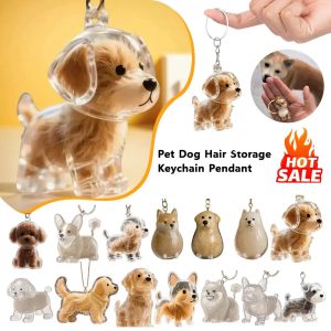 Adorable Dog Hair Keepsake Container Transparent Pet Hair Storage Pendant for Pet Hair Portable Keychain DIY Pendant Accessories