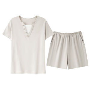MiiOW | ชุดนอนผู้หญิงผ้าฝ้ายแท้ A-Class Mother Baby Cotton แขนสั้น ชุดอยู่บ้าน ฤดูร้อน 2025 ใหม่ล่าสุด ชุดนอนผ้าฝ้ายแท้สำหรับผู้หญิง