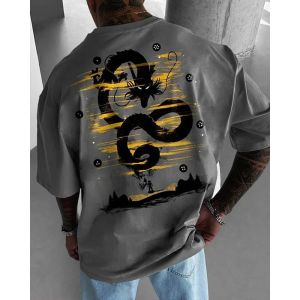 Bandai | Dragon Ball Z Mens T-shirt Shenron Summer Anime Tee Spring and Autumn Boys Versatile Retro Short-sleeved Parent-child Wear