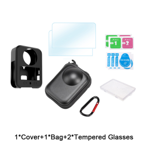 3-in-1 Protective Set for DJI Osmo 360 / 360 II Silicone Cover Tempered Glass Screen Protector Shockproof Storage Bag