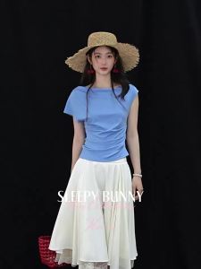 Áo Thun Tay Ngắn Lycell Dáng Không Đối Xứng Vai Trễ