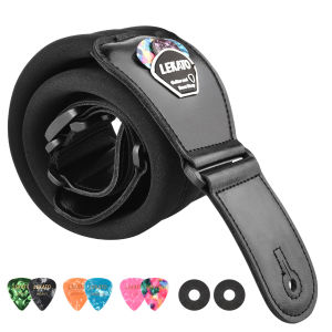 LEKATO LGS-2 Bass Guitar Strap with 6 Pick Adjustable Cowhide Acoustic Electric Bass Strap Guitar Belt Guitar parts Accessories