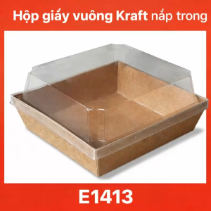 Hộp bánh Kraft nắp trong E1413 | Đựng bánh Hộp bánh vuông cao cấp | Hộp đựng bánh sinh nhật |