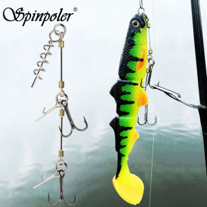 Spinpoler Pike Stinger Rig Hook with 3D Swimbait Soft Bait Fishing Lure Paddle T Tails For Zander Pike Big Game Fake Fish Tackle