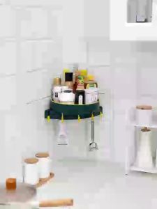 Rak Bumbu Dapur Susun Stainless Rak Putar Plastik Rak Botol Bumbu Rotate Kitchen Spice Rak Organizer