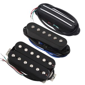 FLEOR | FLEOR 3PCS Alnico 5 Dual Rails-Single Coil-Humbucker Pickup Electric Guitar Pickup Set for SSH HSS ST Guitar Parts Black