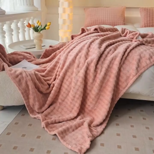 Simple Style Blanket Solid Color Bunny Fleece Blanket Double-Sided Fleece Blanket Multifunctional Sofa Blanket Air Conditioning Blanket