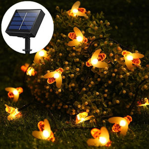 Solar Powered Honey Bee Led String Lights Outdoor Garden Lamp for Fence Patio Grass Wedding Street Tree Decoration