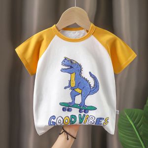 Pure Cotton Short Sleeve T-Shirt for Children Baby Girls Single Piece Summer Clothing Korean Style round Neck Design