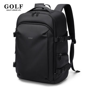 กระเป๋าเป้สะพายหลังสีดำผู้ชายทำงานกอล์ฟคุณภาพ16นิ้วกระเป๋าเป้แล็ปท็อปกันขโมยลำลองท่องเที่ยวกันน้ำความจุสูงกระเป๋าเป้สะพายหลังผู้ชายมีซิปกระเป๋าด้านข้างน้ำหนักเบา