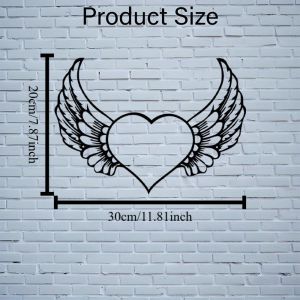CIFbuy | CIFbuy Metal Wall Art Angel Wing Heart Sculpture Vintage Hollow Out Iron Decor for Living Room Bedroom & Outdoor Home Gift
