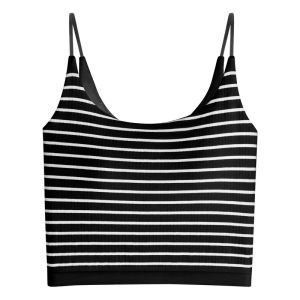 MiiOW | เสื้อกั๊กแขนกุดผ้าโมดอลลายทางสำหรับผู้หญิงในช่วงฤดูร้อน ดีไซน์เซ็กซี่ ไม่ต้องใส่เสื้อชั้นใน โชว์หน้าท้อง ดีไซน์หลังสวยงาม