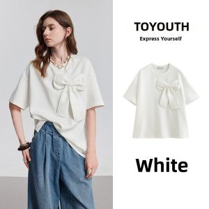 Toyouth | Bow Tie Loose Oversized White Comfortable Top