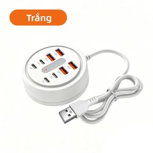 Cổng Sạc USB 8 Cổng Bộ Chia Nguồn Để Bàn Với 4 Cổng USB Và 4 Cổng Type-C Bộ Chuyển Đổi Sạc Nhanh Ổ Cắm Điện Thoại Di Động
