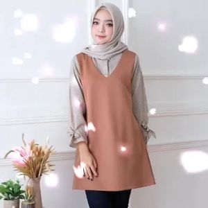 B&B Fashion - MELDA TUNIK Bahan Crepe Mix Bordir Model Terbaru 2024 Lengan Panjang Tali di Bagian Tangan Polos Kancing Depan BusuiFrendly Baju Atasan Remja Wanita Dewasa Busana Hijab Fashion Korea Style Ootd Kekinian Simpel Lucu Casual Viral