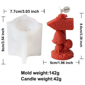 3D Mushroom Candle Silicone Mold Welcome Nameplate Guidepost shape DIY Soap Gypsum Mold Craft Art Ornament Furniture Making Tool