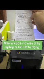 Máy In Nhiệt In Bill K80 In Máy Tính/ Laptop 1 cổng USB (Tự Động Cắt Giấy) chính hãng Xprinter T80U