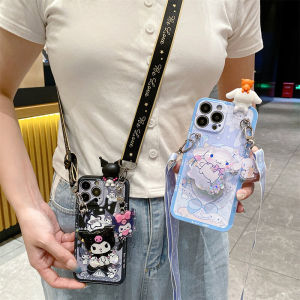 Adorable Cartoon Huawei Mate60 pro Phone Case Anti-Fall Soft Silicone Crossbody Stand Protective Cover for Huawei Mate70 50 40 pro