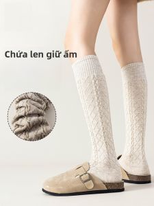 MiiOW | Tất len lót lông cừu dài đến bắp chân cho nữ ấm áp thiết kế JK phong cách Nhật Bản mùa thu đông tất dài đến giữa bắp chân