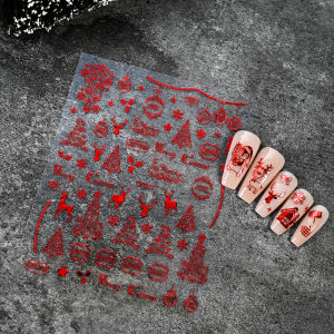 1Pcs 3D Red Santa Claus Snowflakes Nail Art Sticker Christmas Cute Elk Snowman Adhesive Nails Slider Winter DIY Manicure Decals