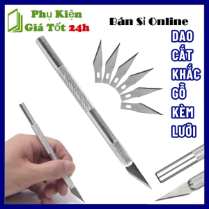 Bộ Dao Khắc Trổ Đầu Nhọn Kèm 5 Lưỡi Tiện Dụng Chất Liệu Thân là Hợp Kim Nhôm Lưỡi Dao Thép Không GỈ