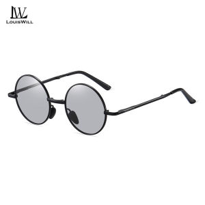 LouisWill Foldable Sunglasses Circular Men Women Polarized Glasses Chic Retro Sunglasses Photochromic Polarized Sunglasses Men Discoloration Eyewear Anti Glare UV400 Glasses