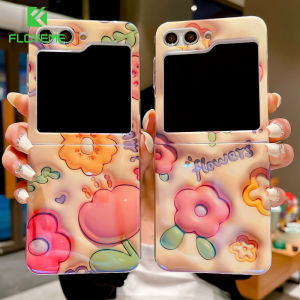 FLOVEME Fashion Cute 3D Flower Pattern Phone Case For Samsung Galaxy Z Flip 5 Flip 4 Flip 3 5G INS Style Ultra Thin Lovely Folding Silicone Shockproof Back Cover For Galaxy Z Flip 5 Flip 4 Flip 3