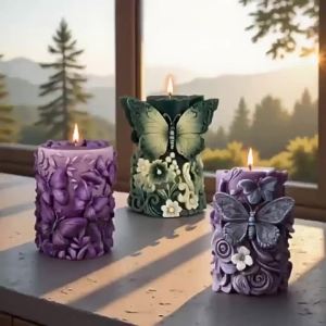 Khuôn Silicon Hình Trụ Hoa Bướm Làm Nến Xà Phòng Thủ Công Đồ Trang Trí Thạch Cao Nhựa Resin Đồ Trang Trí Nhà Cửa Tự Làm