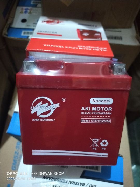 ACUU AKI BATERAI-AKI MOTOR FU-NMAX-KLX ASLI WILWOOD MODEL GTZ7V/12V/7Ah