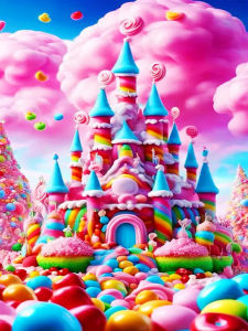 Huacan New Arrivals Diamond Painting Cartoon Castle Full Mosaic Candy Art Diy Gift Home Rhinestone Pictures Decoration