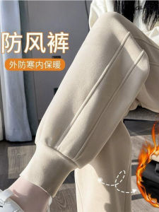 Small Sports Pants Female Autumn and Winter Leisure Warm Windproof Trousers 2024 New Arrival Fleece-lined Thickened Harlan Sweatpants