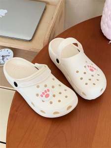 Cute Cat Claw Hole Shoes Soft Summer Outdoor Mens Beach Anti-slip Deodorant Sandals Casual Hollow out Slip-On EVA Flats