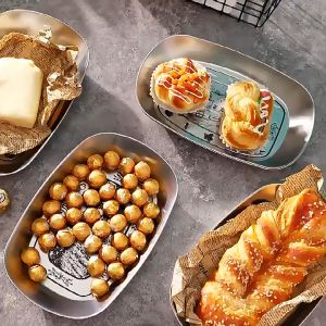 Piring Stainless Outdoor Camping Food Plates Piring Dekorasi Stainless Steel European Gold Piring Makan Gold